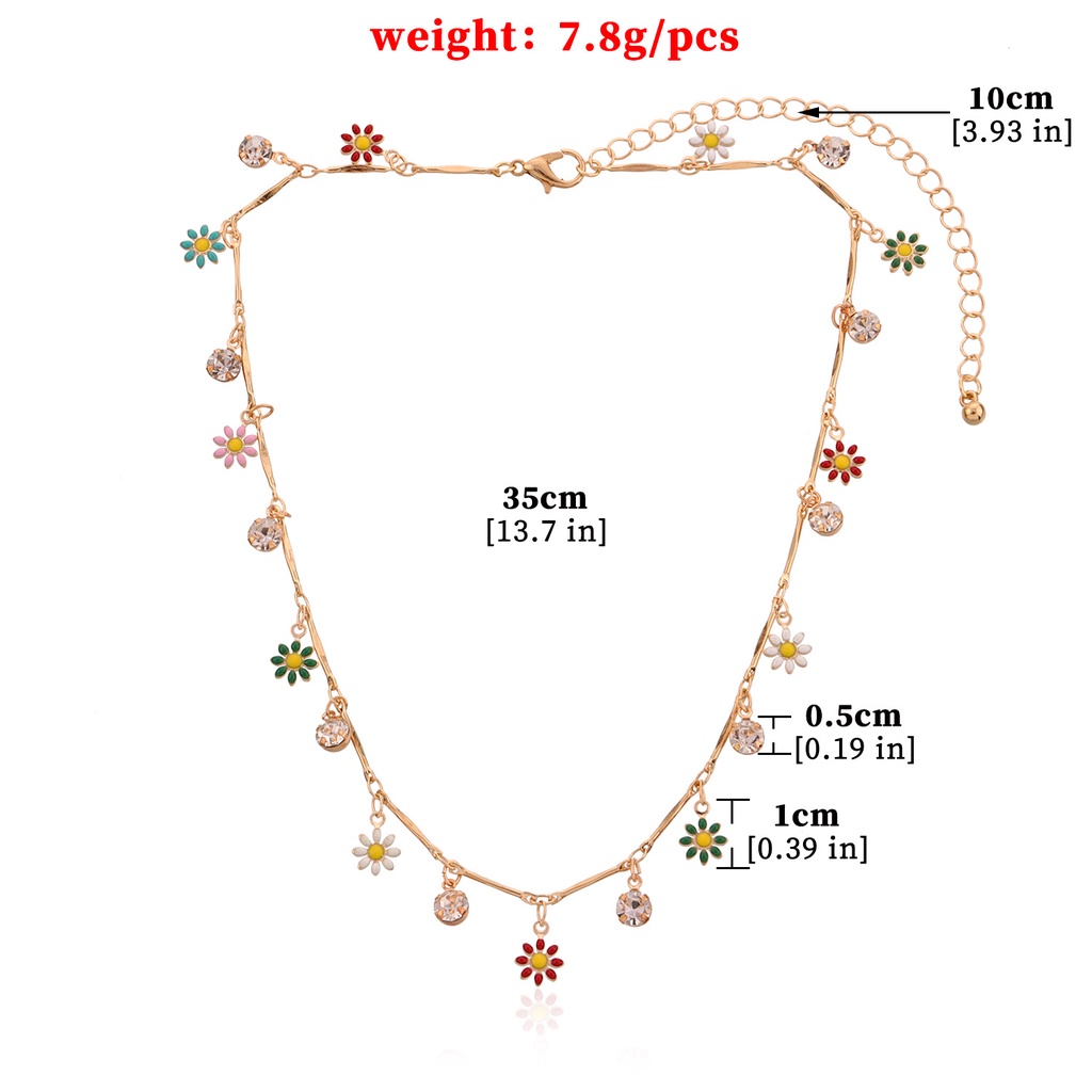 Bunga Warna-warni Menetes Minyak Daisy Transparan Liontin Wanita Kalung Wanita Sederhana Temperamen Dicat Kalung