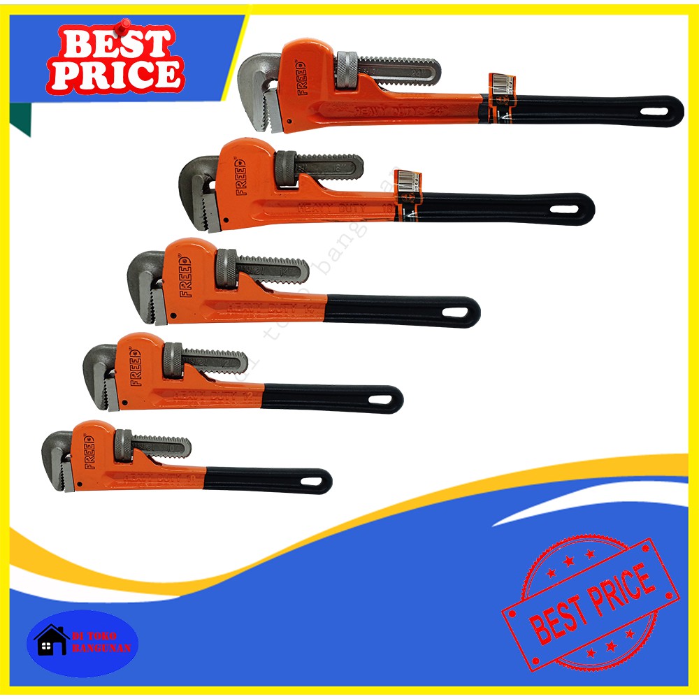 Kunci Pipa Gagang Lapis Karet Heavy Duty  Ukuran 18&quot; Inch Pipe Wrench Freed