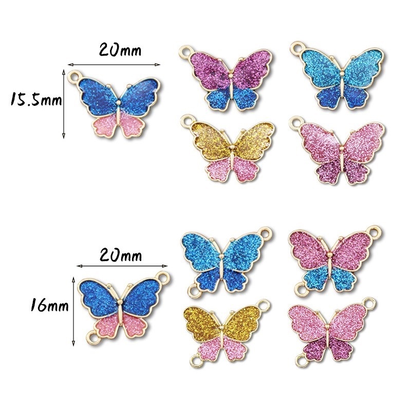 10pcs Liontin Kupu-Kupu Enamel Handmade Bahan Alloy Warna Emas Untuk Membuat Perhiasan DIY Butterfly