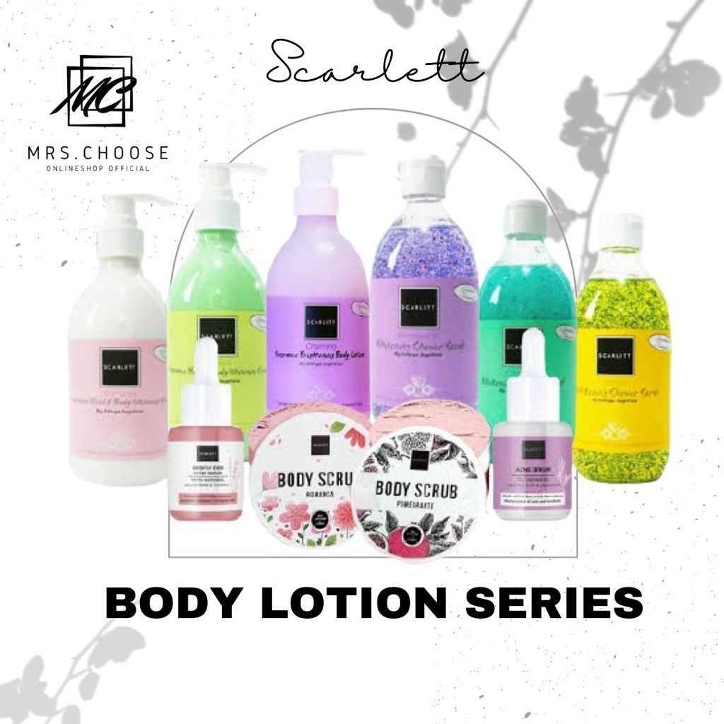 SCARLETT WHITENING BODY LOTION SERIES By Felicya Angelista - paket bodycare sabun mandi skincare per