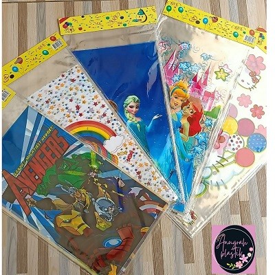 

Plastik ultah Snack uk 24 x 50( besar)/ plastik bingkisan ultah MOTIF RANDOM