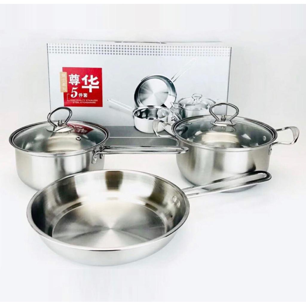 [JUALSEMUA18](MY8002)Panci Masak Stainless Steel satu set 3 in 1 wajan panci set alat masak