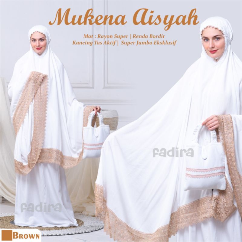 Mukena Aisyah Dewasa Super Jumbo Warna Putih - Mukena Renda Bordir Seserahan Premium White