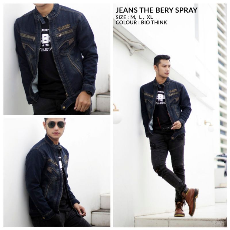 JAKET JEANS PRIA THE BERY KERAH HOODIE VARIASI MURAH