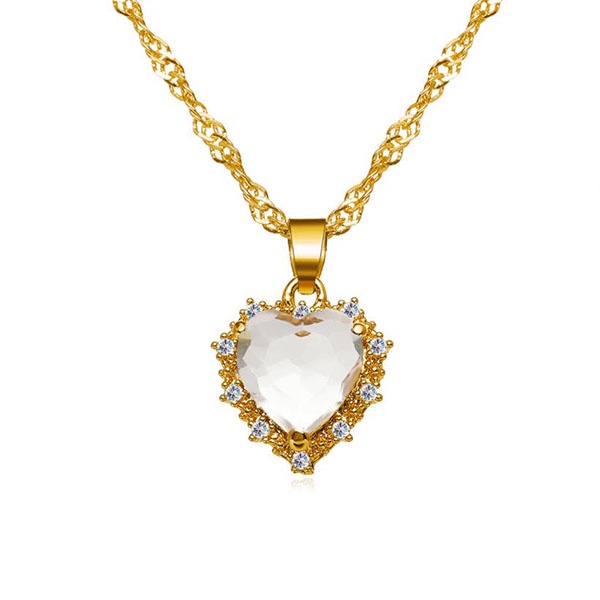 kalung hati kristal crystal zircon love necklace (3D3) jka234