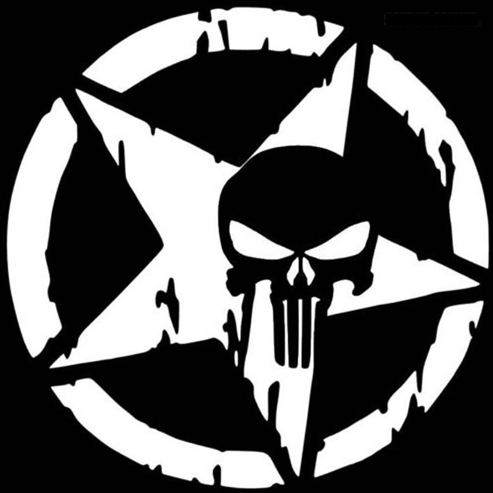 Stiker Decal Motif Tengkorak Pentagram The Punisher Untuk Dekorasi Mobil / Motor