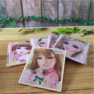 Kaca Cermin dandan rias gambar 3D / Cermin lipat motif barbie 3D / cermin rias praktis traveling