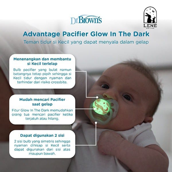 Dr. Brown's Advantage Pacifier Glow In The Dark / Empeng Bayi DrBrown