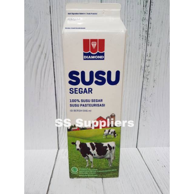 Susu Segar DIAMOND  Fresh  Milk  PLAIN 1liter isi 12 pcs 