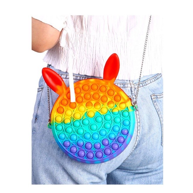 Tas Pop It Anak Rainbow Makaron Figet Toy Murah Dompet Selempang Viral