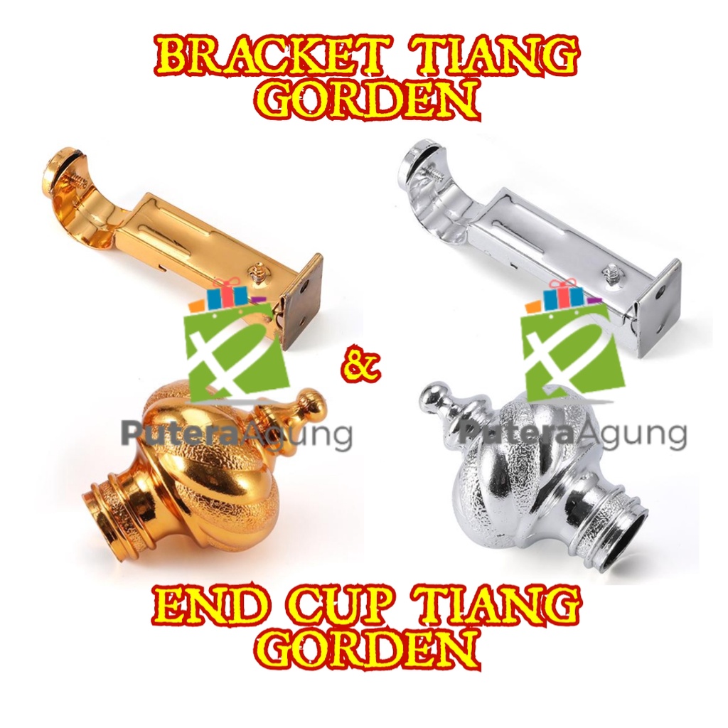 BRACKET & ENDCUP TIANG GORDEN CROME BATANG HORDENG TUTUP DAN KAKI BESI GORDYN
