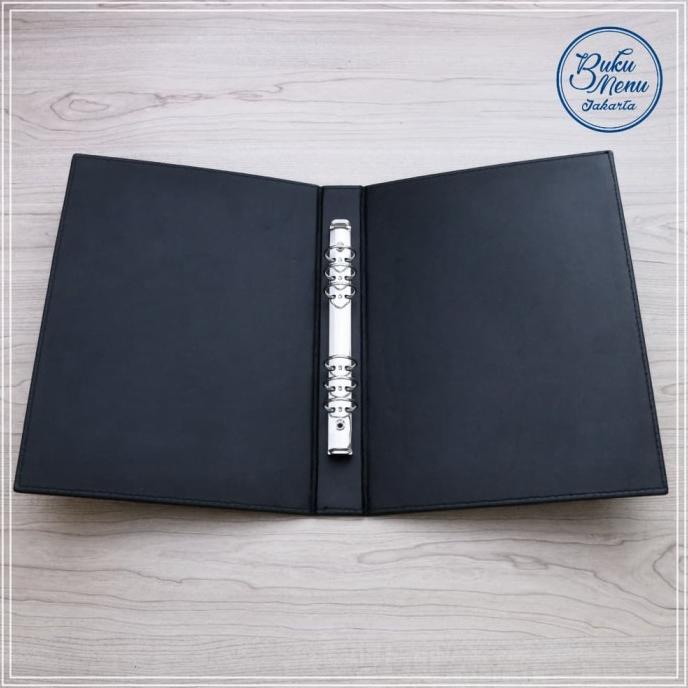 BUKU MENU RESTORAN KULIT BINDER A4 - HITAM - READY STOCK Termurah