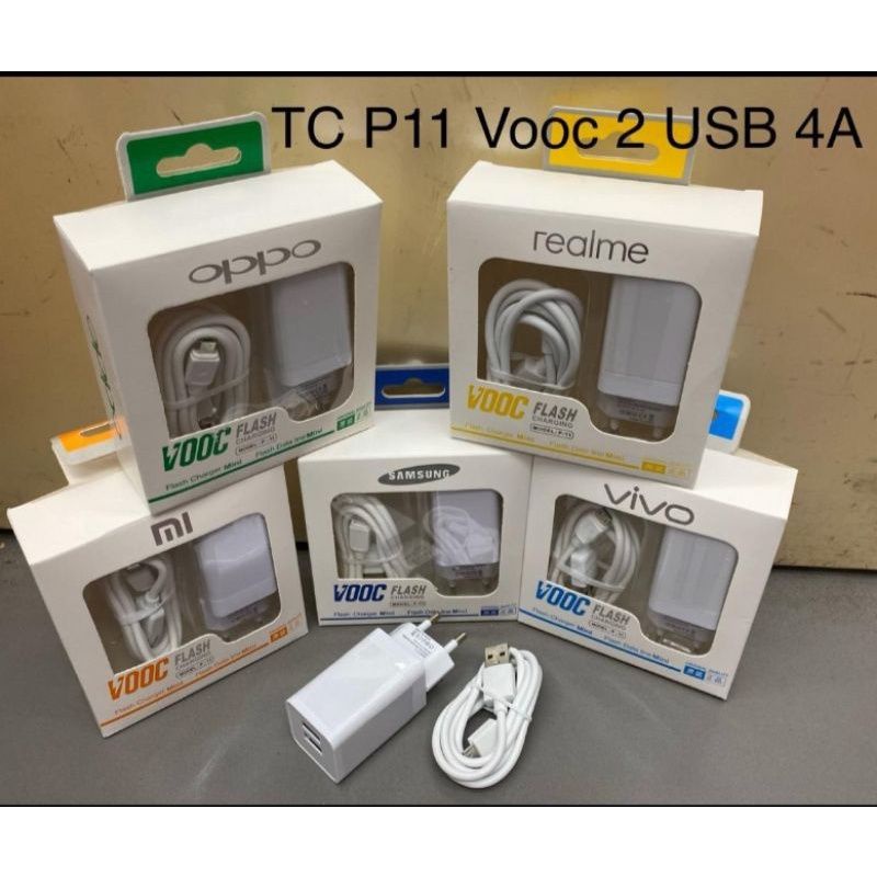 CAS/charger hp MODEL P11 2USB 4A, VOOC MICRO USB