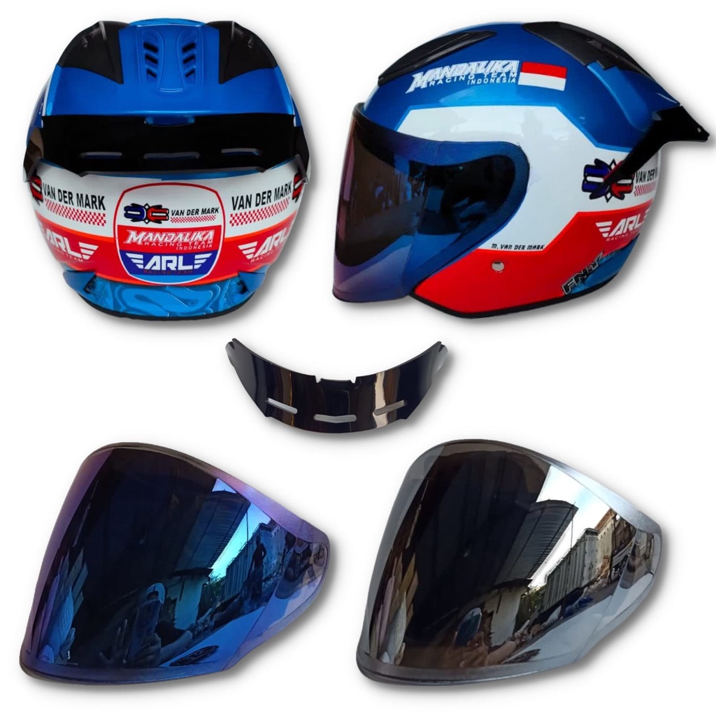 HELM R9 MOTIF PAKET GANTENG(PAKET LENGKAP)FREE PACKING BOX