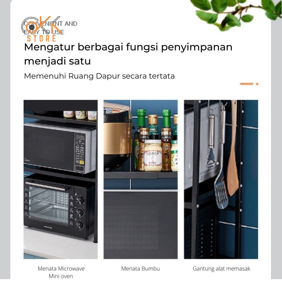 OKK Rak Microwave Rak Oven Perlengkapan Multifungsi Rak Bumbu Rak Dapur Rak Besi Tempat Penyimpanan