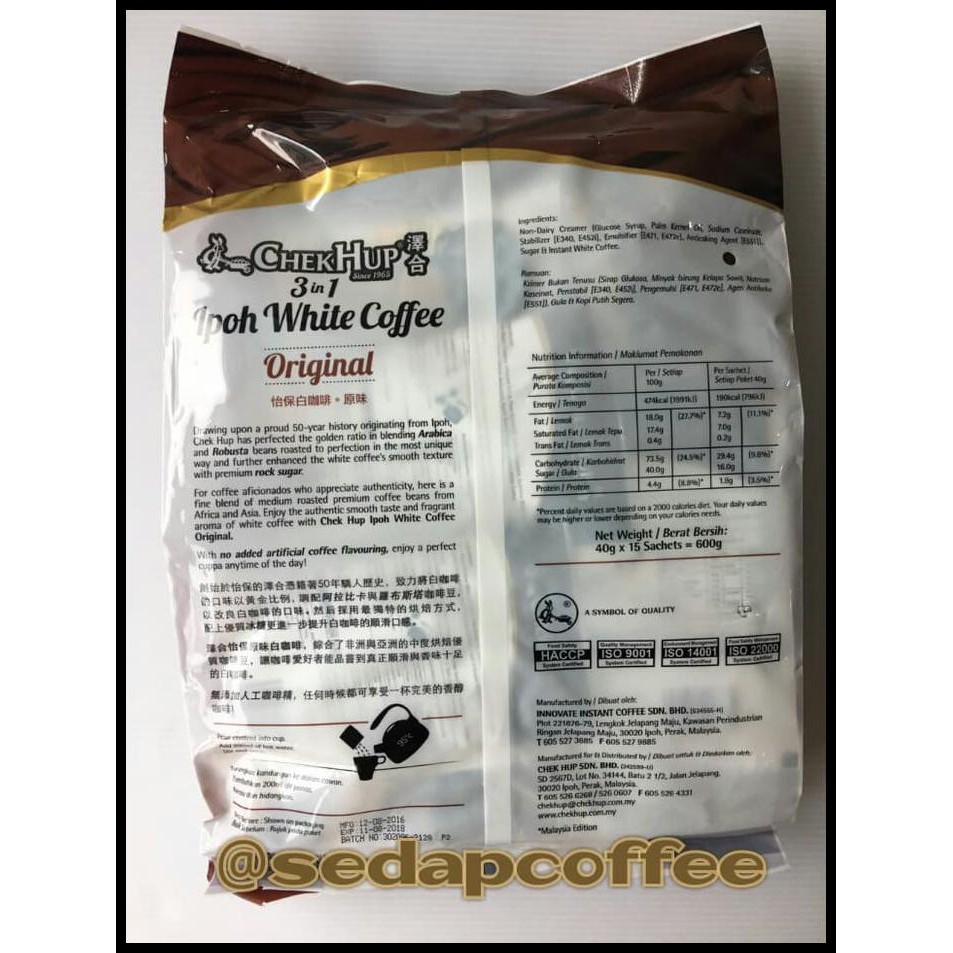 

AX9L CHEK HUP 3IN1 IPOH WHITE COFFEE ORIGINAL / KOPI CHEKHUP 1UM5