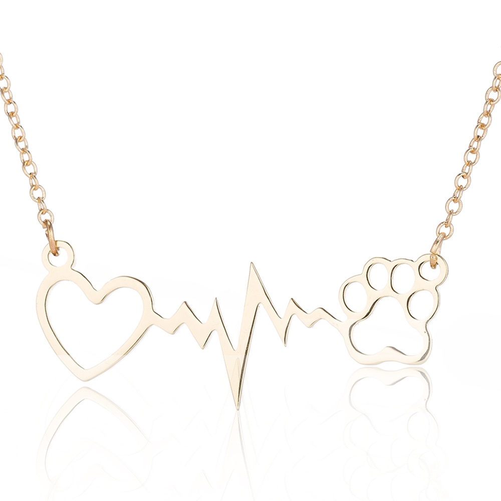 2022 Kalung Rantai Liontin Bentuk Hati ECG Petir Beruang Untuk Wanita