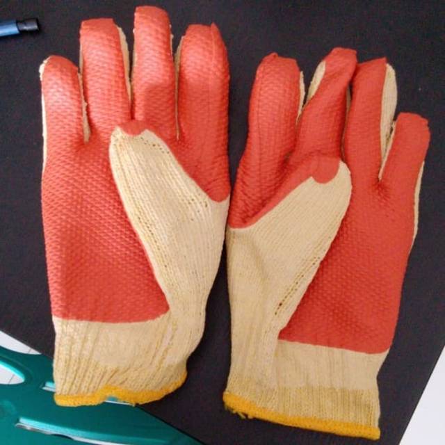 Sarung Tangan Kombinasi Katun Karet Latex Heavy Duty Grip Anti Selip