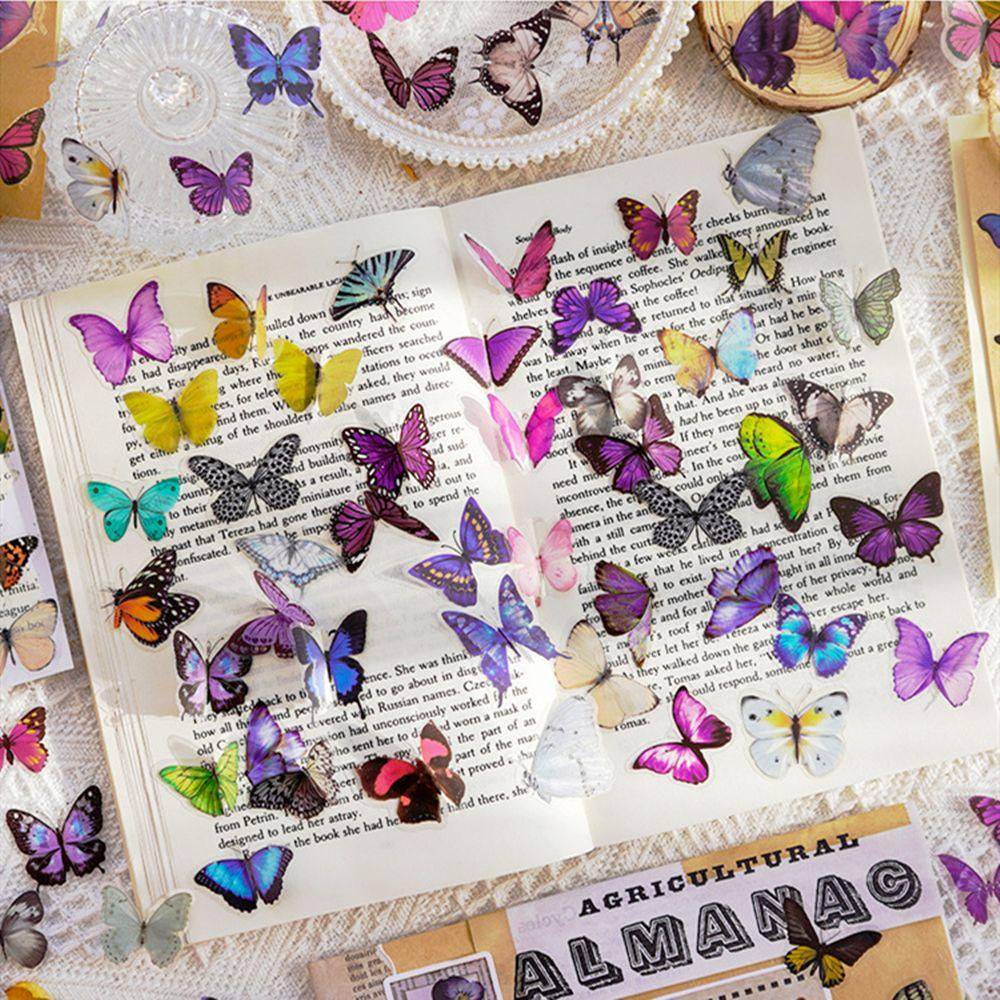Solighter 40pcs Stiker Elegan Vintage Laptop Botol Air Transparan Alat Tulis Butterfly Stiker