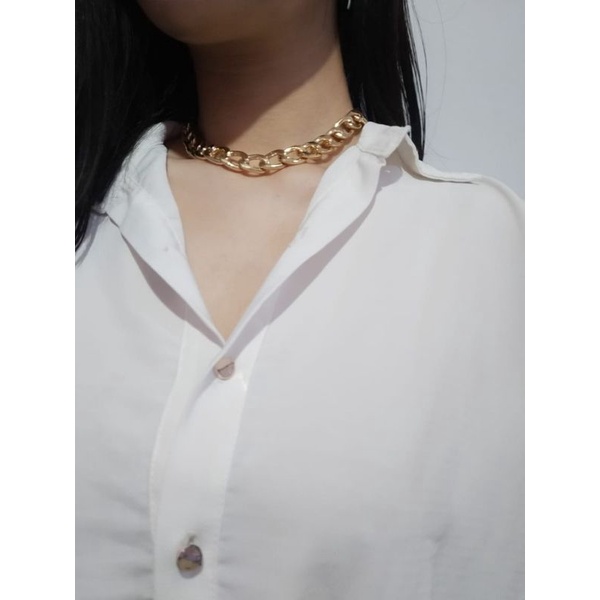 Kalung Choker Retro Rantai Besar Pipih Edgy Style Chain Necklace