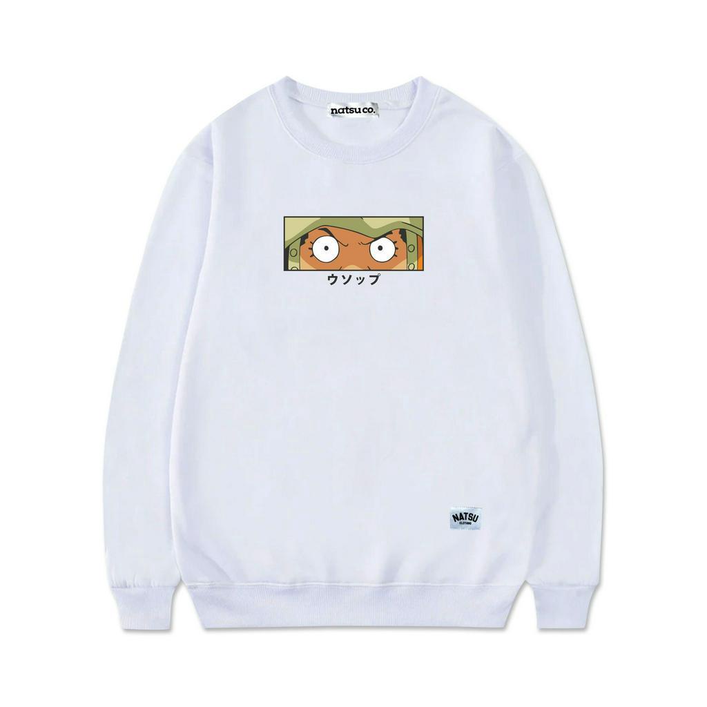 natsu.co Sweater Crewneck Pria Wanita Anime Japan One Piece Usop White Putih