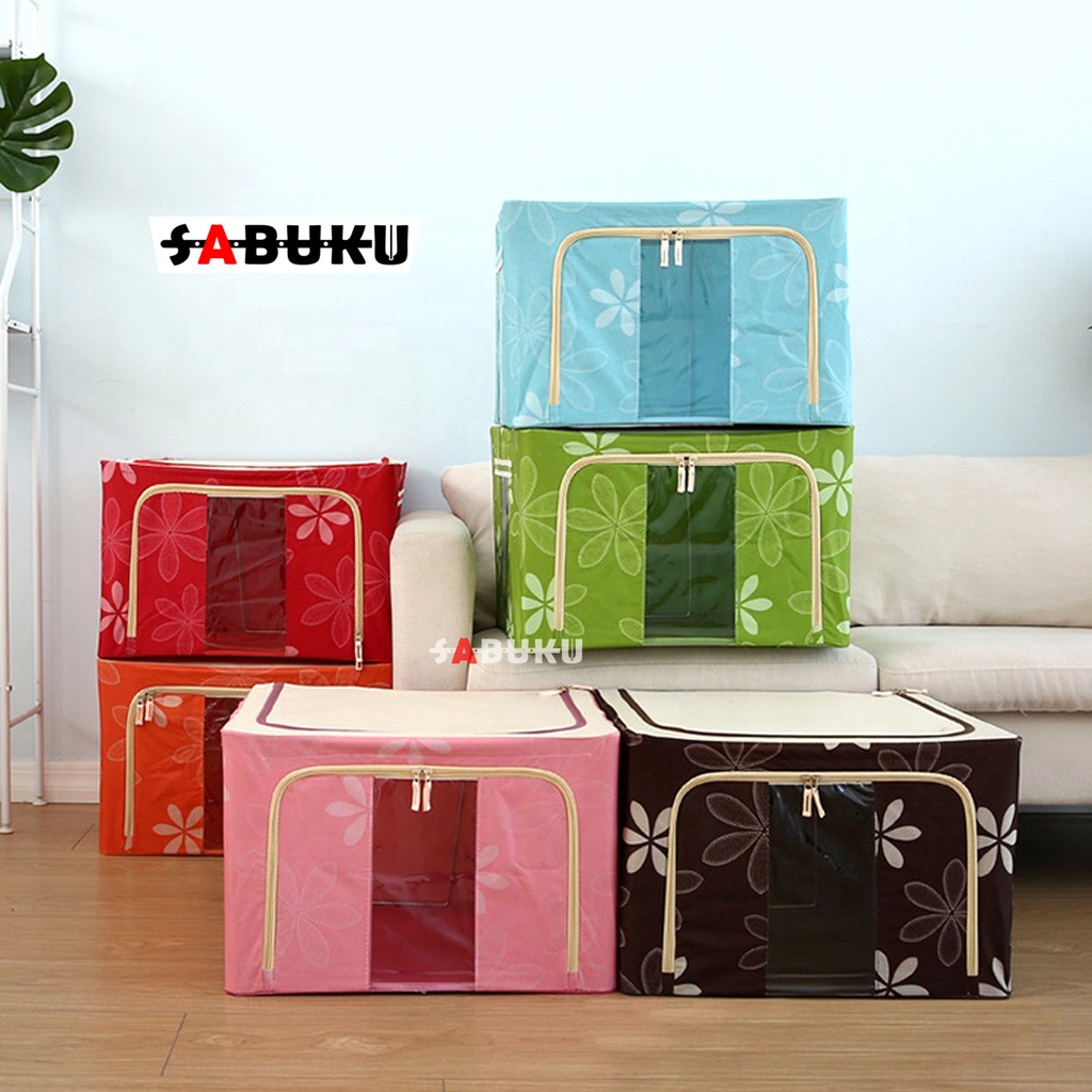 Storage Box 66LDouble Zipper Frame Baja Large Besar Multifungsi tempat Pakaian baju laundry Bed cover Selimut Serbaguna - 242