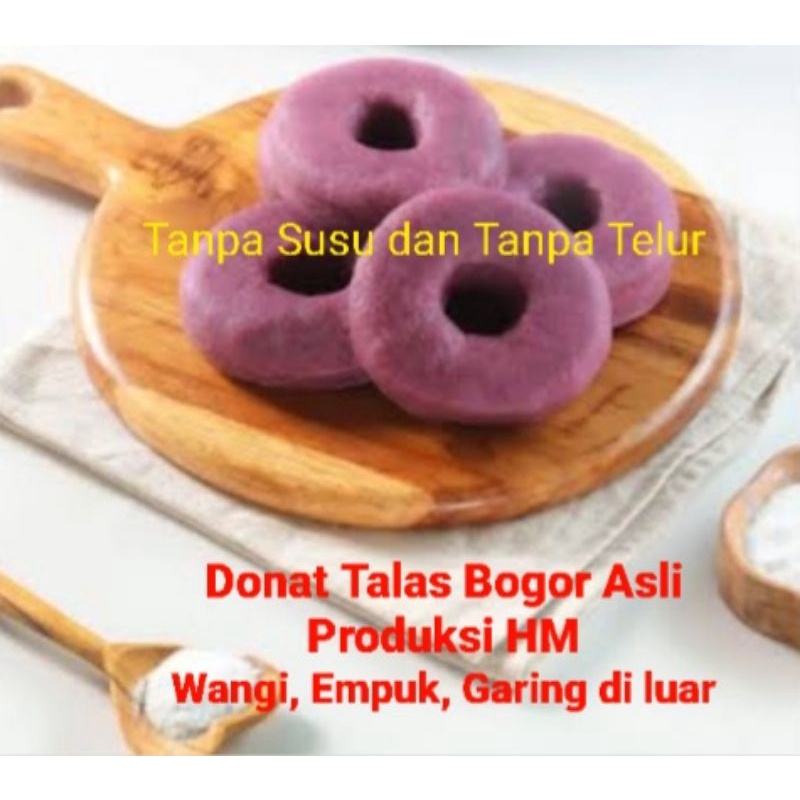 

Donat Talas Roti Khas Bogor | Cemilan Enak | Roti Manis Pilihan Terbaik Empuk Wangi Rasa Talas | 1 pack isi 10 | Vegan Friendly