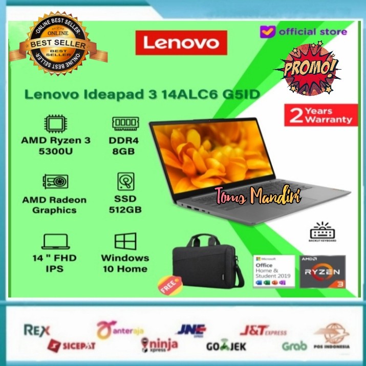 LENOVO IDEAPAD 3-14ALC6-G5ID R3-5300U/8GB/512GB/SSD/FHD IPS/WIN10+OHS/14"