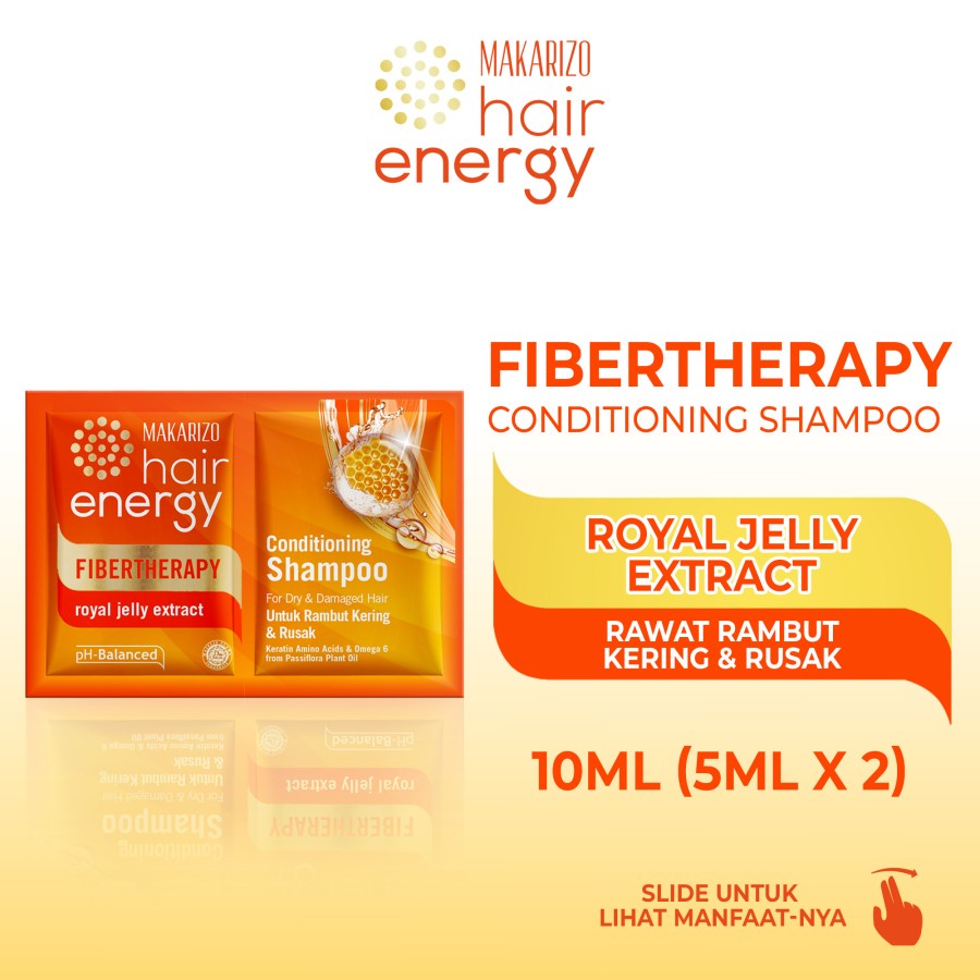 Makarizo Hair Energy Shampoo &amp; Conditioning Sachet 9 ML - Fibertherapy Shampo Sampo