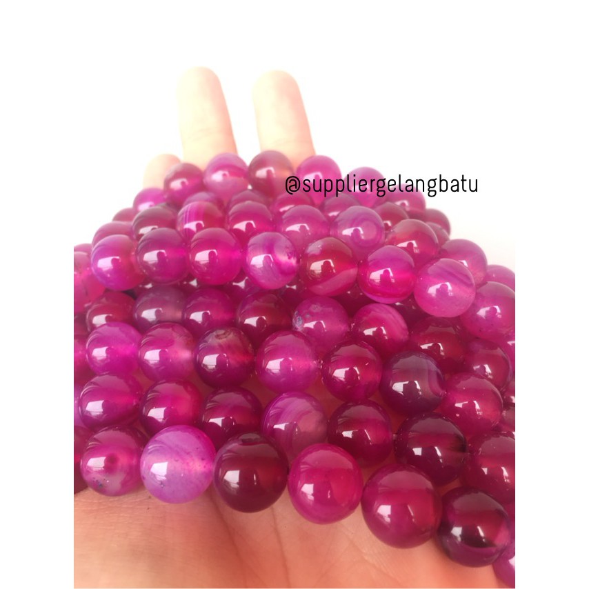 bahan batu 12mm Purple Agate glossy aksesoris korea gelang kalung batu supplier grosir model bahan