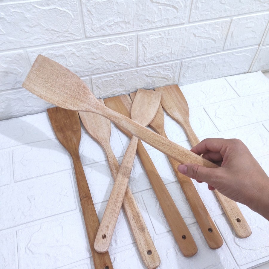 spatula sodet sutil kayu panjang 36 cm bahan super premium ujung rata