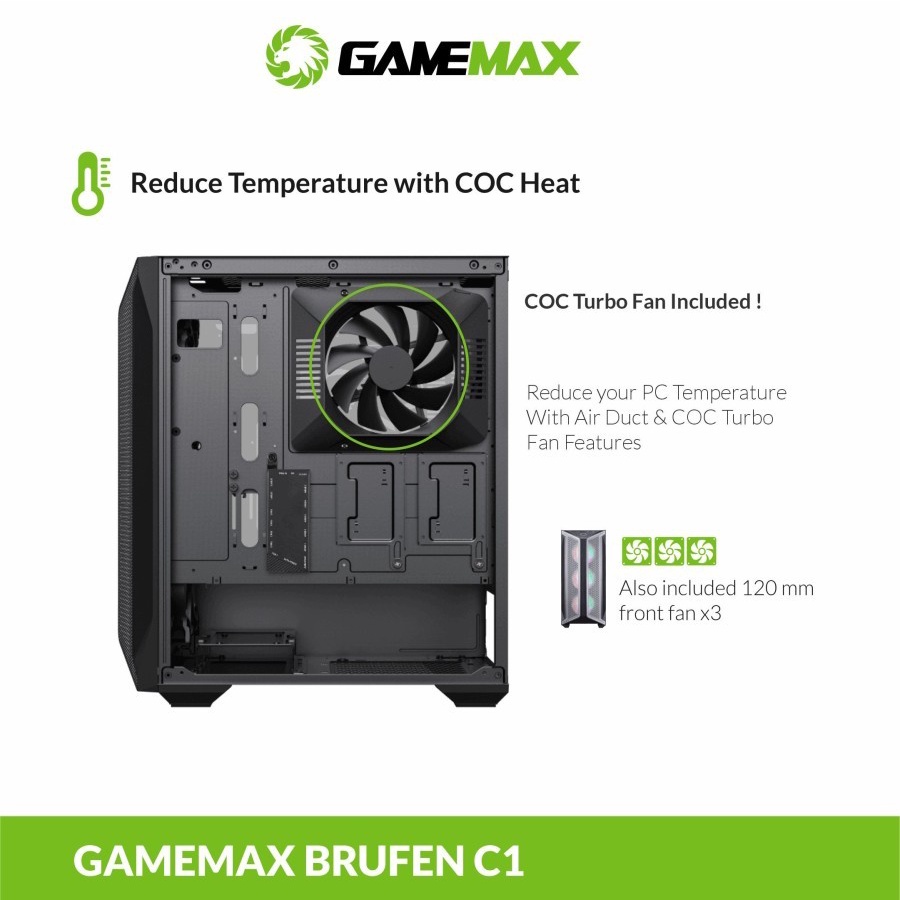 Casing Komputer Gamemax Brufen C1 Cooling and Overcloking with PWM