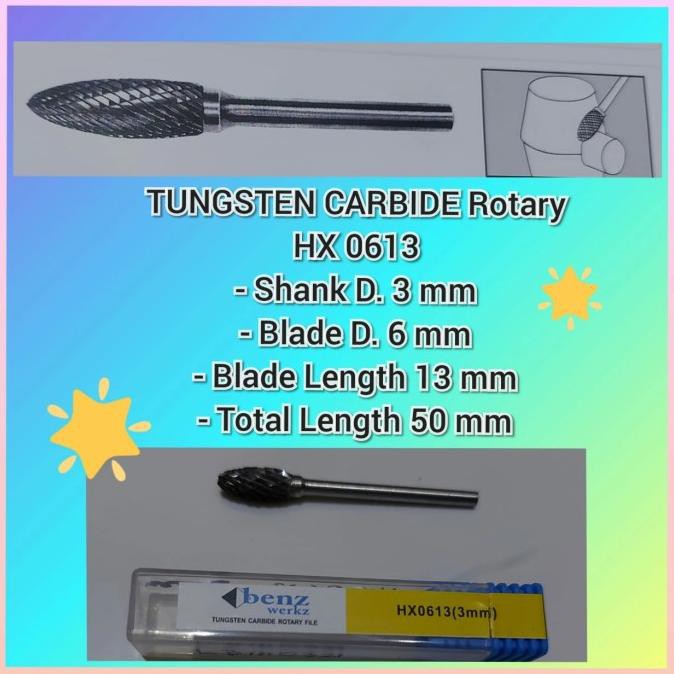 Tungsten Carbide Rotary / Kikir / Mata Bor Stenlis (Besi) Hx 0613 Murah 