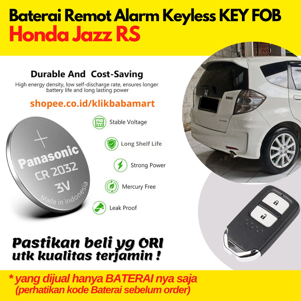 BATERAI REMOT MOBIL HONDA JAZZ RS REMOTE ALARM KUNCI ORIGINAL