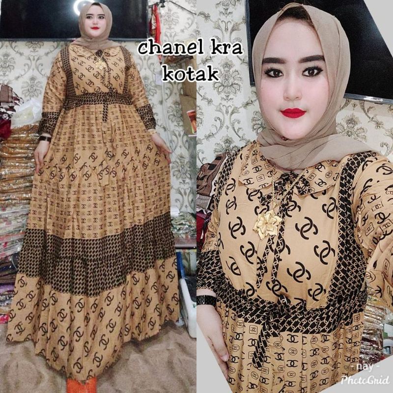 GAMIS CHENEL KOTAK KERAH LD 110CM