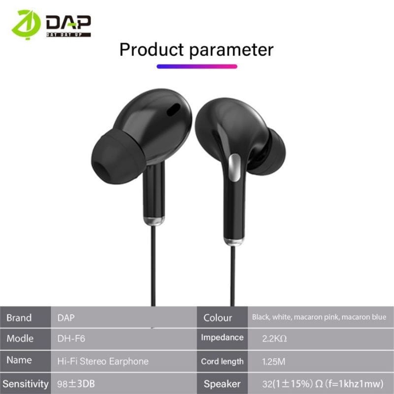 Headset DAP DH-F6 STEREO BASS Handsfree DAP DH-F6 STEREO BASS Earphone DAP DH-F6 STEREO BASS