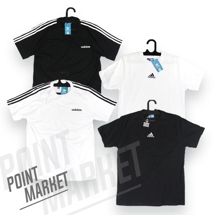 BAJU KAOS TSHIRT ADIDAS - BAJU KAOS TSHIRT ADIDAS LOGO SABLON DAN BORDIR HITAM  DAN PUTIH HYPE UNTUK