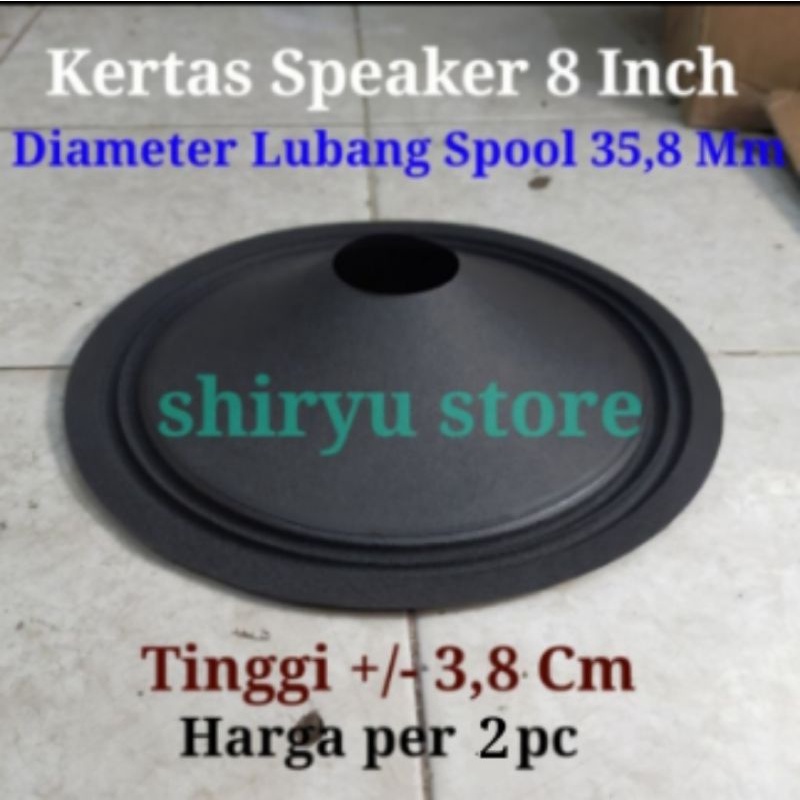 2 Pcs Conus Daun Kertas Speaker 8 Inci Inch FullRange Coil Besar 35,8 MM Polos Impor