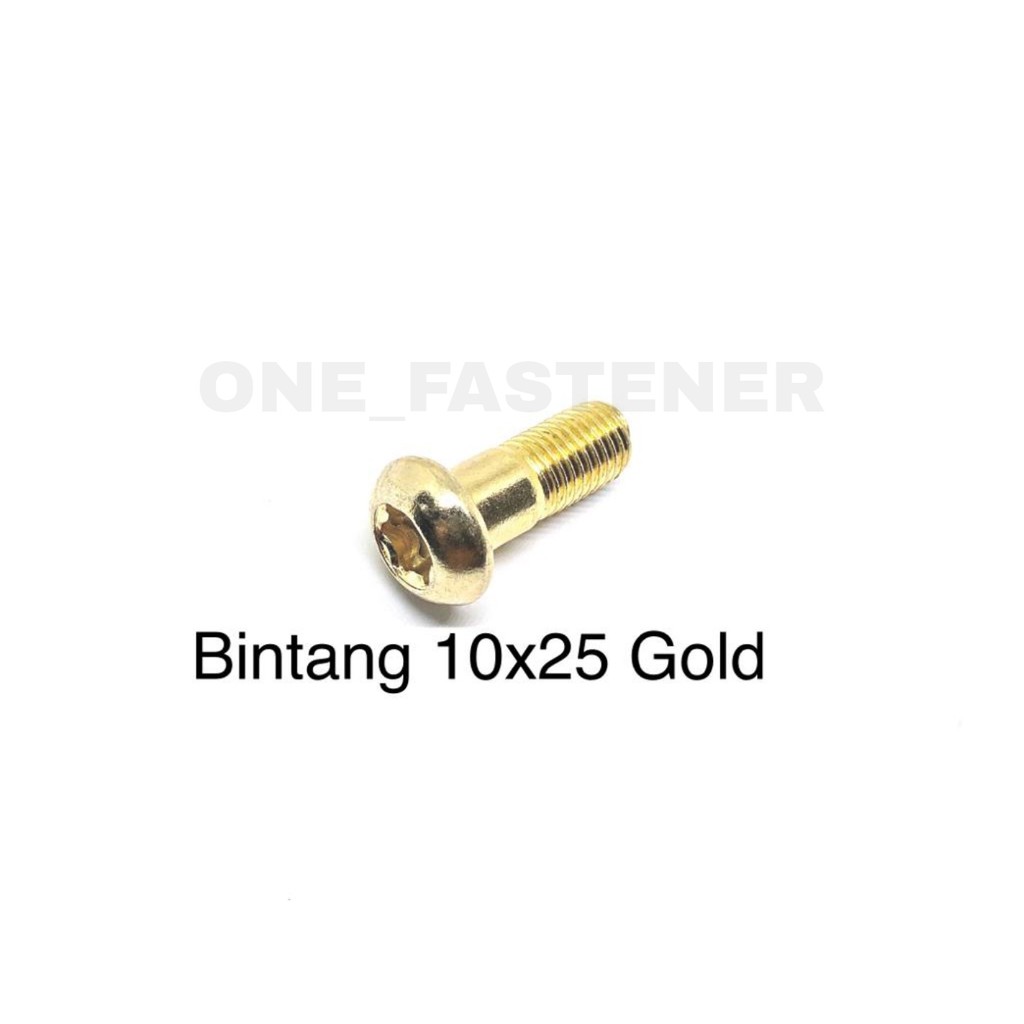 BAUT Bintang M10x25 GOLD Kepala babi yamaha Mio mx baut 14 10x25 10mm mili m10