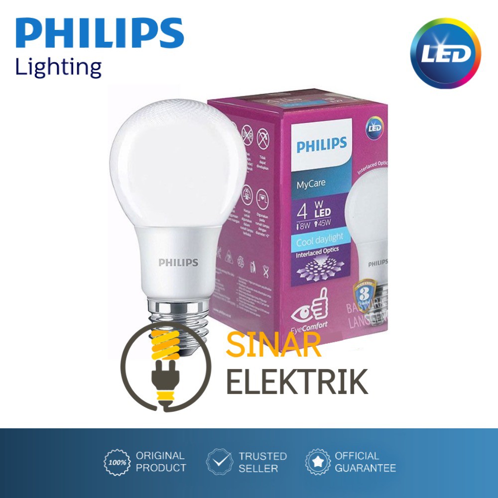 Lampu LED Philips MyCare 4 Watt Putih Besar - Bohlam LED 4W W Wat 4Watt Murah Original Garansi