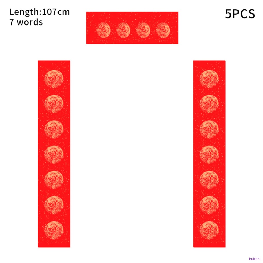 5 Pasang / Set Stiker Pintu Tebal Motif Tahun Baru Cina / Imlek Untuk Dekorasi Festival / Musim Semi Tipe 1