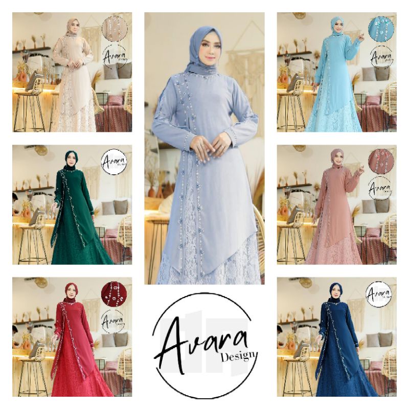 FASHION MUSLIM Gamis Pesta Humaira Dress Original By Avara Design Gamis mewah Gamis brokat