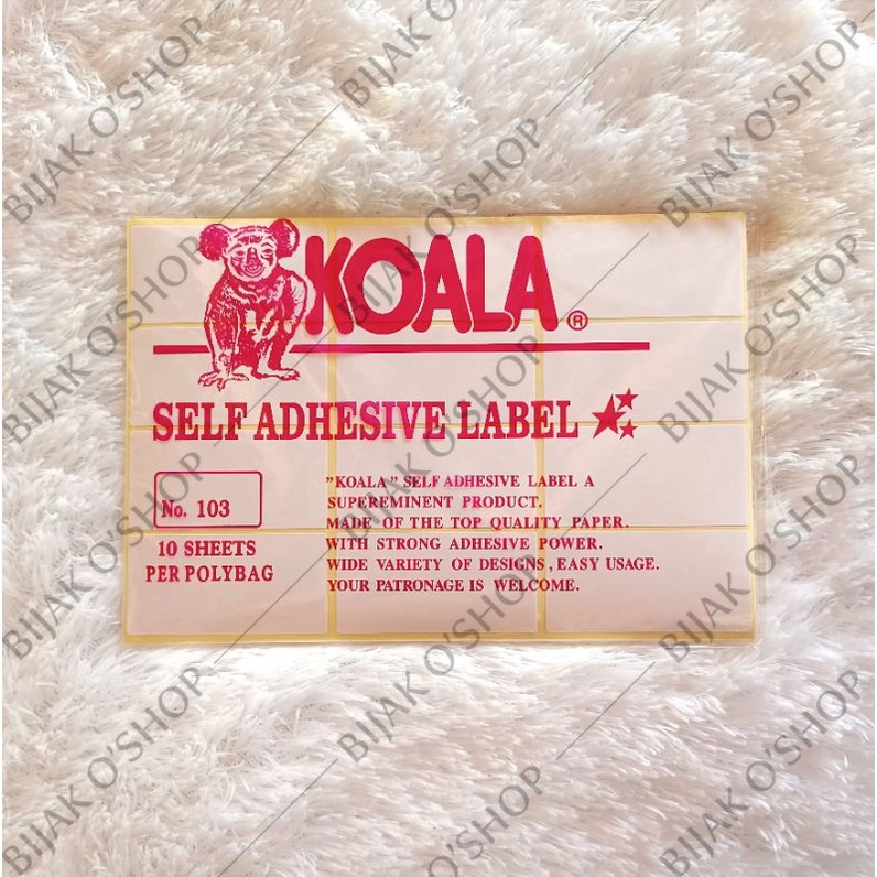 

Label Koala No. 103