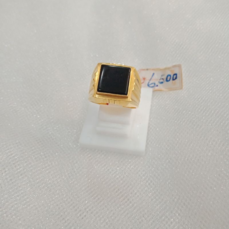 CINCIN EMAS HANDMADE MATA ONYX HITAM