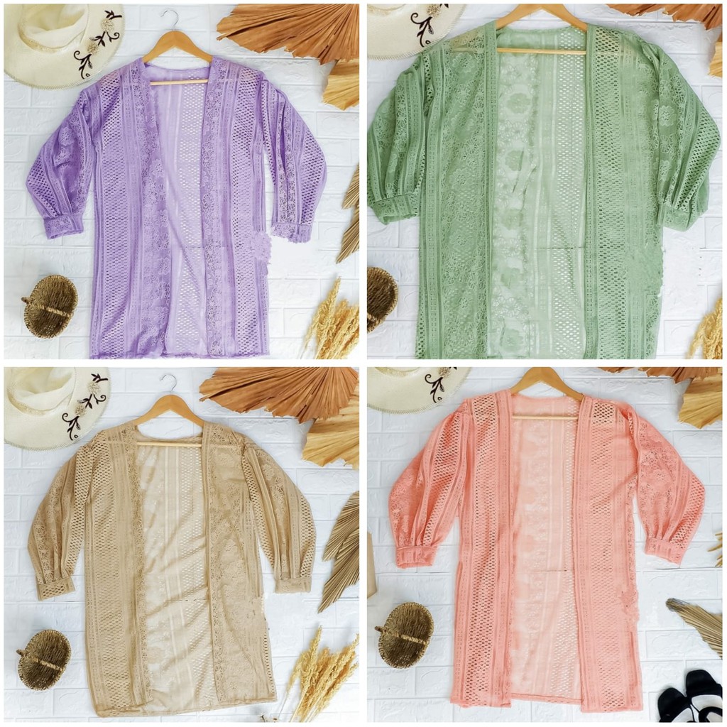 Tq88indonesiaFashion Baju Cardigan  Brukat Wanita Terbaru / Rindai Cardi / Busana Outer Wanita Kekinian / Ootd