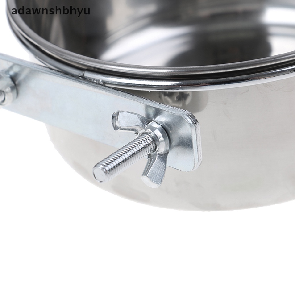 Adawnshbhyu Pet Hanging Bowl Stainless Steel Makan Anjing &amp; Kucing Makanan Air Burung Piring Kandang Mangkuk