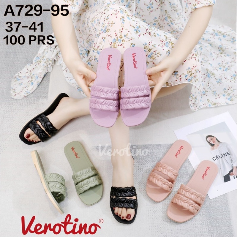 Sandal Jelly Verotino A729 2138 Sandal Slop Ban Dua Motif Daun, Terbaru