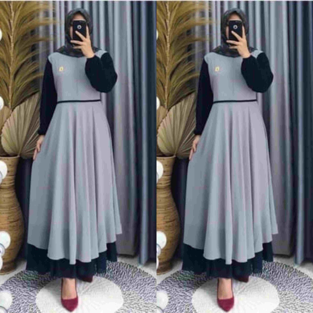 andara maxi 2 ceruty bebydoll kombinasi warna /gamis syarii ceruty bebydoll kombi