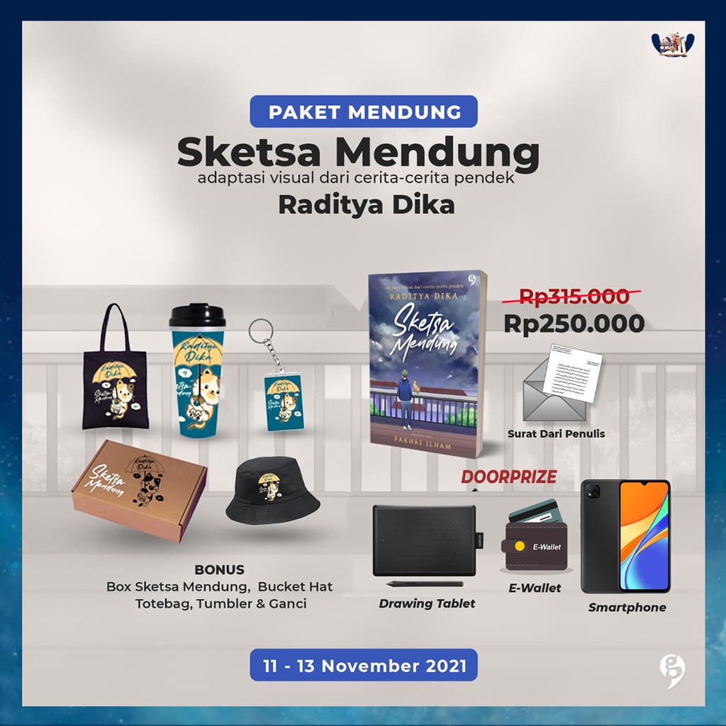 Ready  Novel Sketsa Mendung Penulis: Raditya Dika (Ilustrator: Fakhri Ilham)