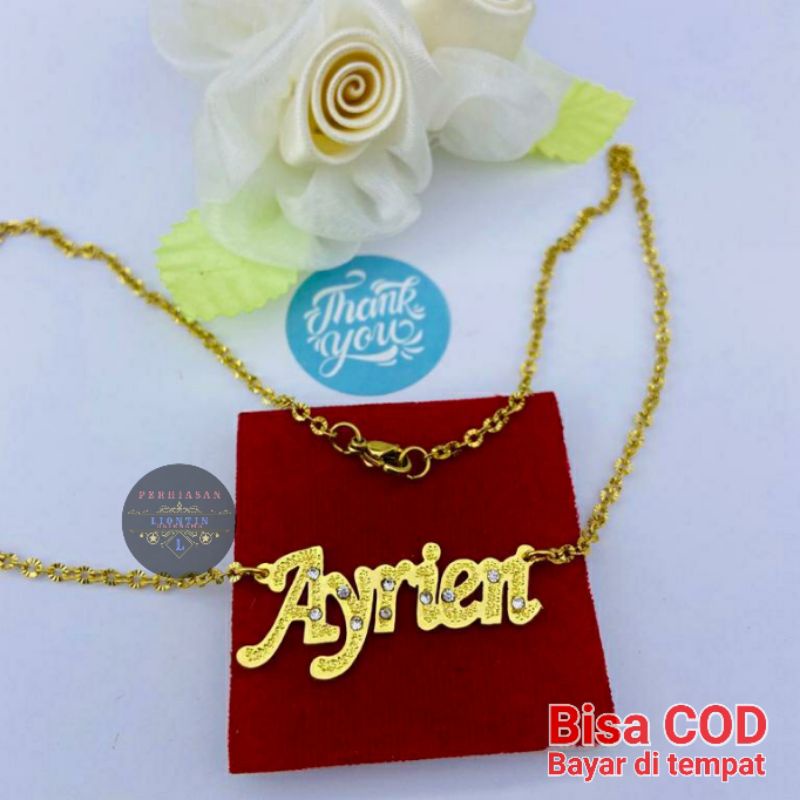 KALUNG UKIR NAMA PERMATA LAPIS EMAS 24K | ANTI KARAT DAN ANTI LUNTUR